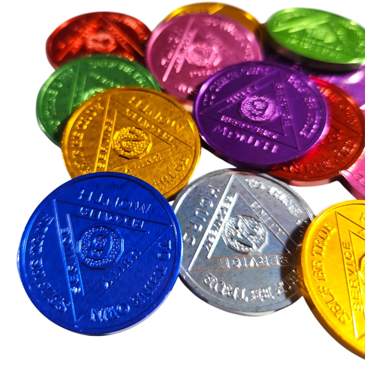 Aluminum Sobriety Chips 24 Hours 1-11 Months 1 Year Alcoholics Anonymous Medallion AA Chip - My Store