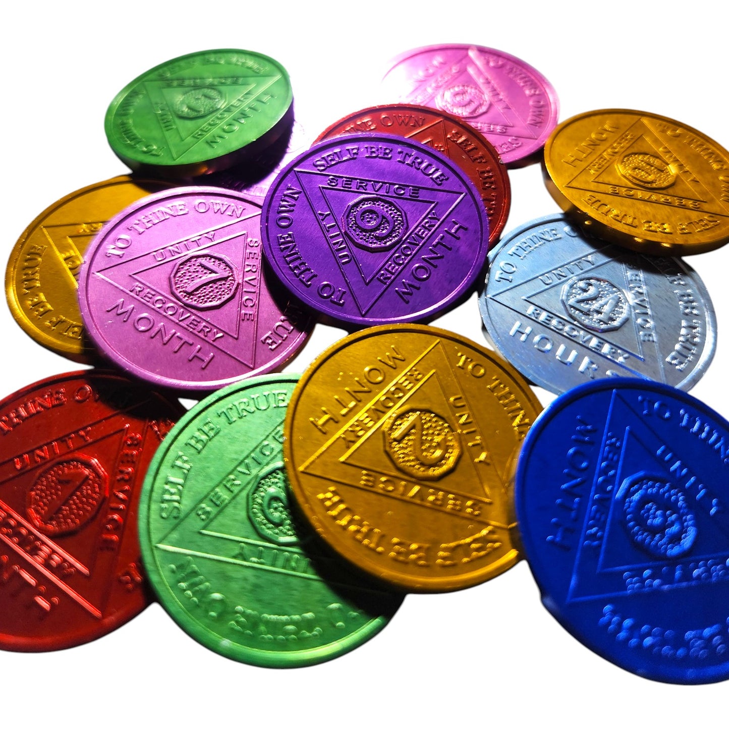 Aluminum Sobriety Chips 24 Hours 1-11 Months 1 Year Alcoholics Anonymous Medallion AA Chip - My Store