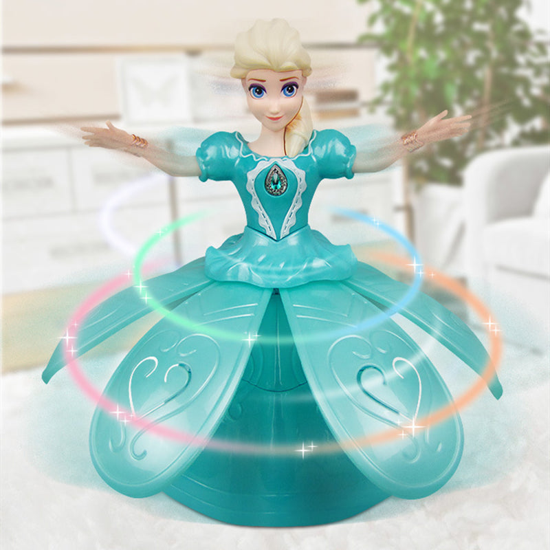 Electric Dancing Frozen Princess Elsa With Wings Action Figure Rotating Projection Light Music Model Dolls