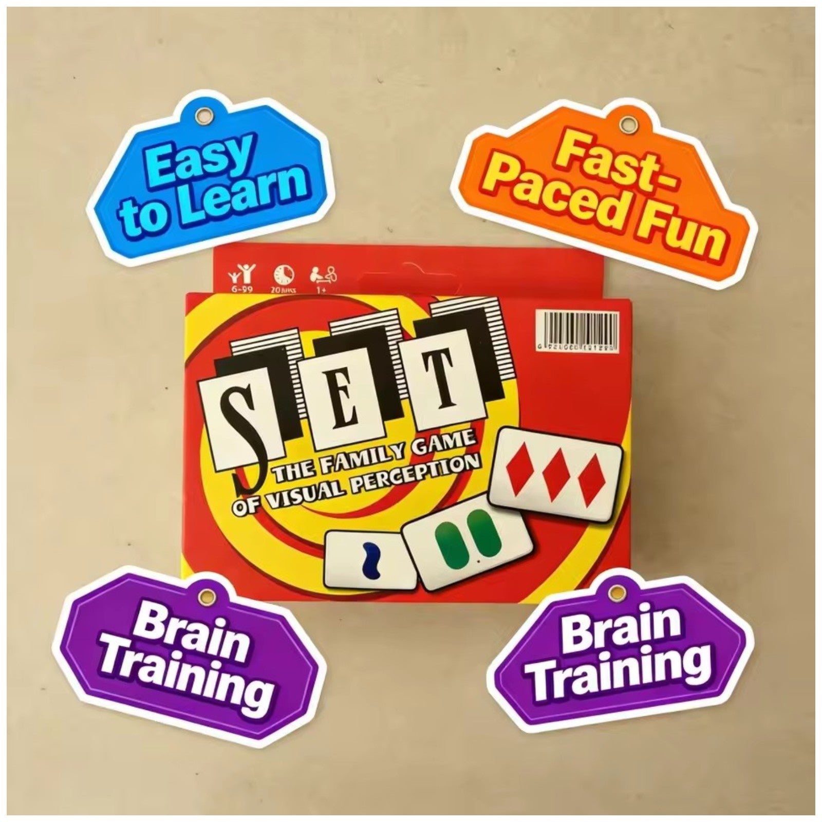 SET Visual Perception Card Game - Fast-Paced Family Brain Training Game for Ages 6+, Enhances Pattern Recognition & Logical Thin - My Store