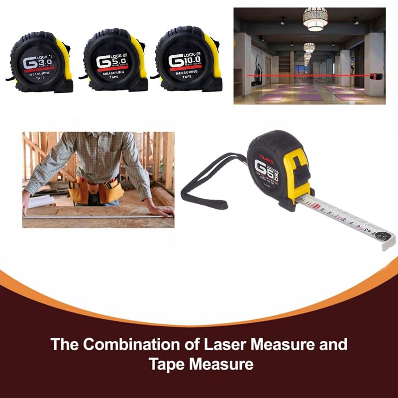 Tape Measure 5m/16ft  Measuring Tape Measure Steel Ruler Rule Lock Rubber Grip Metric & Inch Triple Lock Mechanism