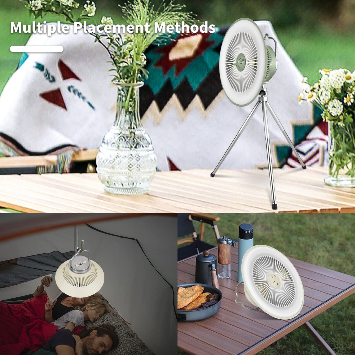 Camping Fan LED Lights 2in1 Portable Ceiling Fan Hanging Hook Mosquito Repellent Mini Fan Cooling Fan for Tent Outdoor - My Store