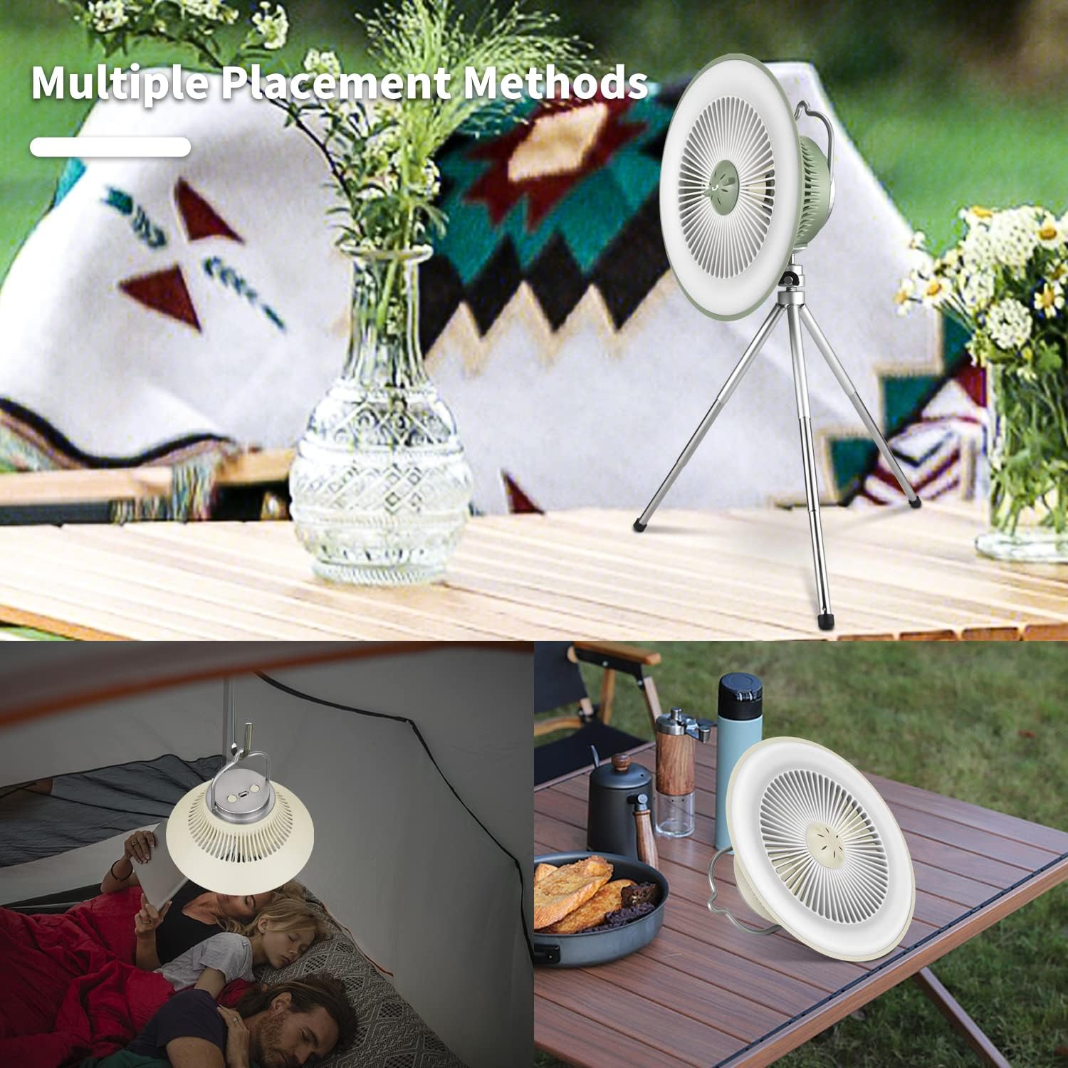 Camping Fan LED Lights 2in1 Portable Ceiling Fan Hanging Hook Mosquito Repellent Mini Fan Cooling Fan for Tent Outdoor - My Store