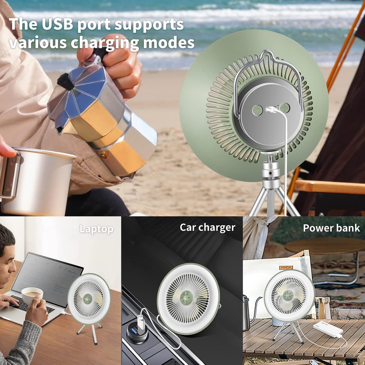 Camping Fan LED Lights 2in1 Portable Ceiling Fan Hanging Hook Mosquito Repellent Mini Fan Cooling Fan for Tent Outdoor - My Store