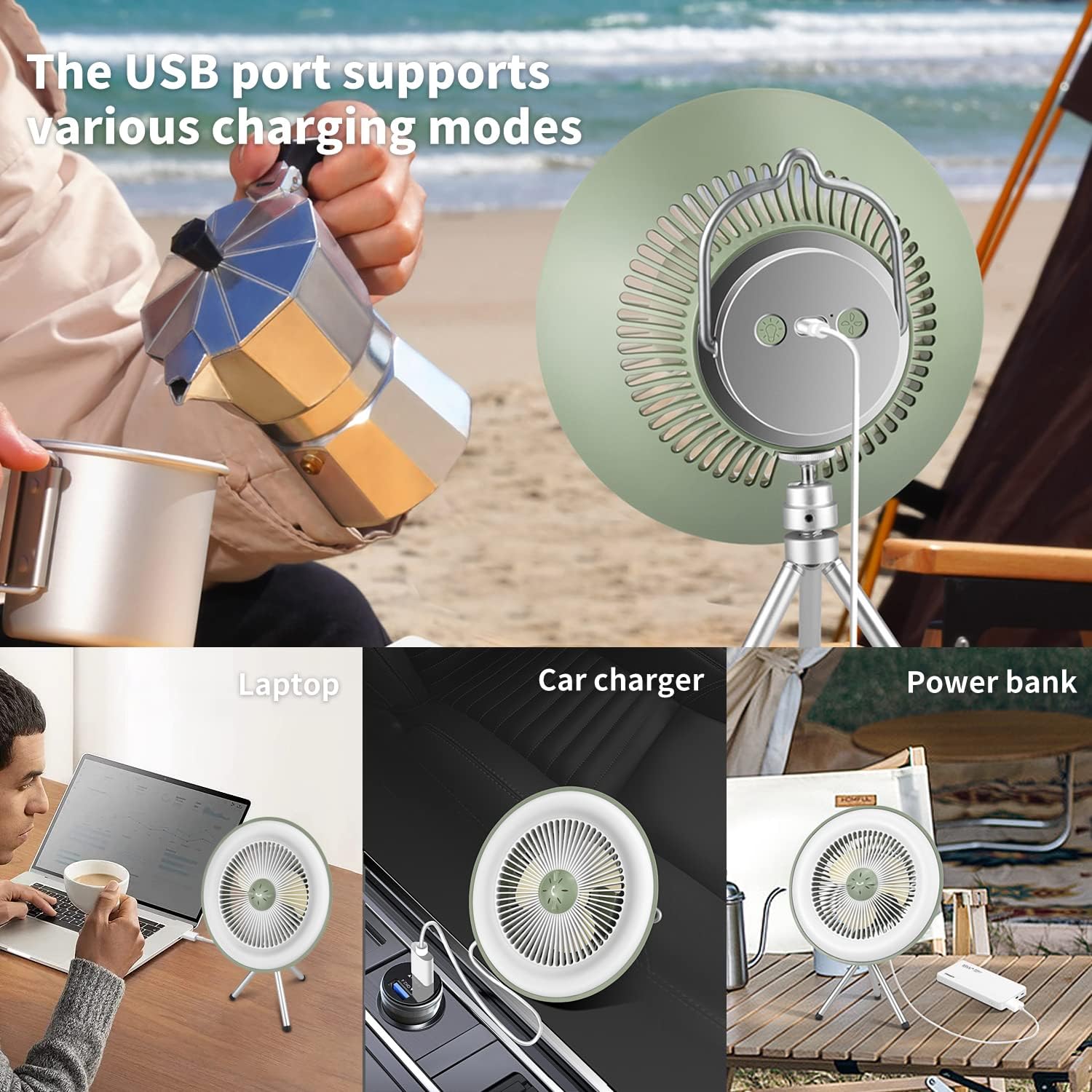 Camping Fan LED Lights 2in1 Portable Ceiling Fan Hanging Hook Mosquito Repellent Mini Fan Cooling Fan for Tent Outdoor - My Store