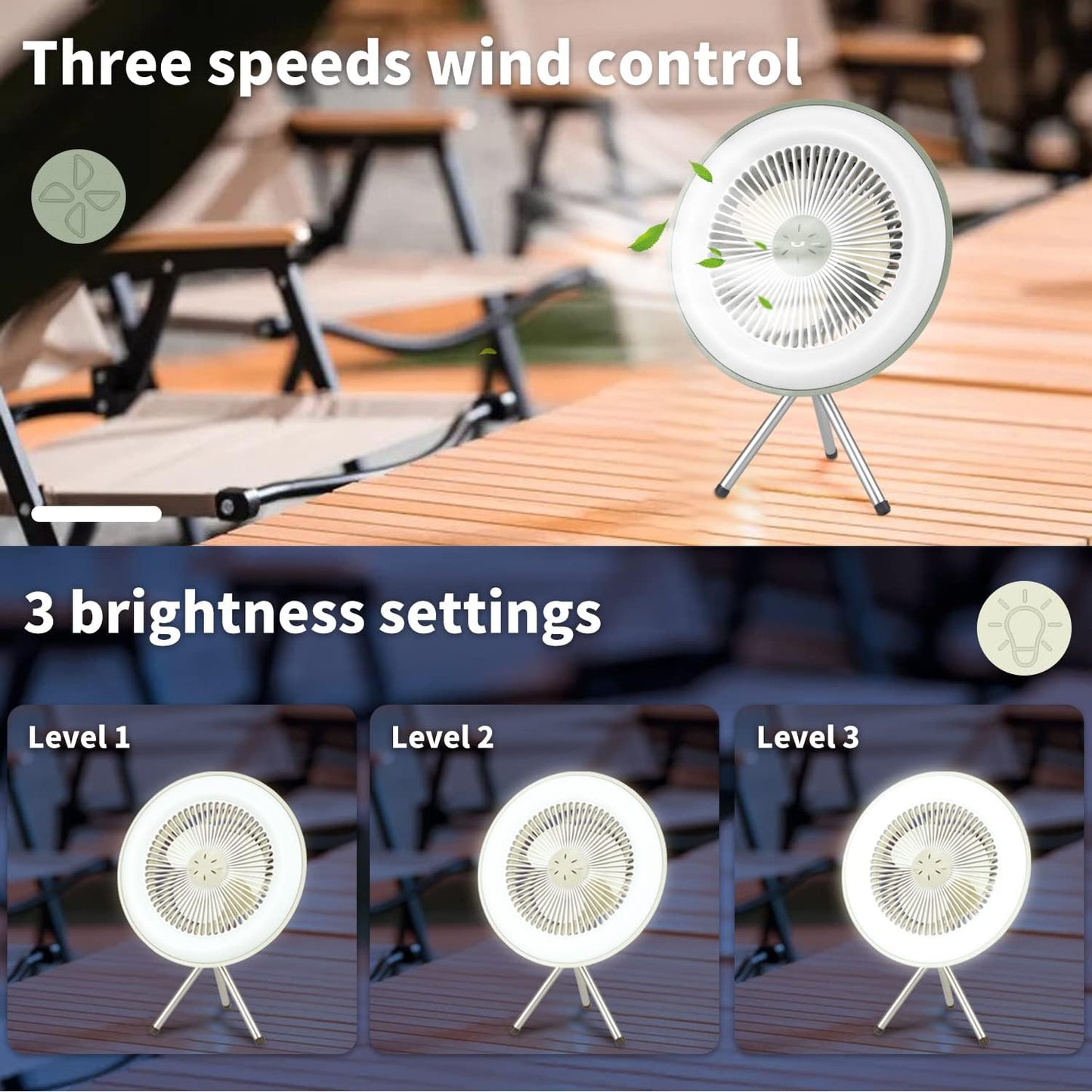 Camping Fan LED Lights 2in1 Portable Ceiling Fan Hanging Hook Mosquito Repellent Mini Fan Cooling Fan for Tent Outdoor - My Store
