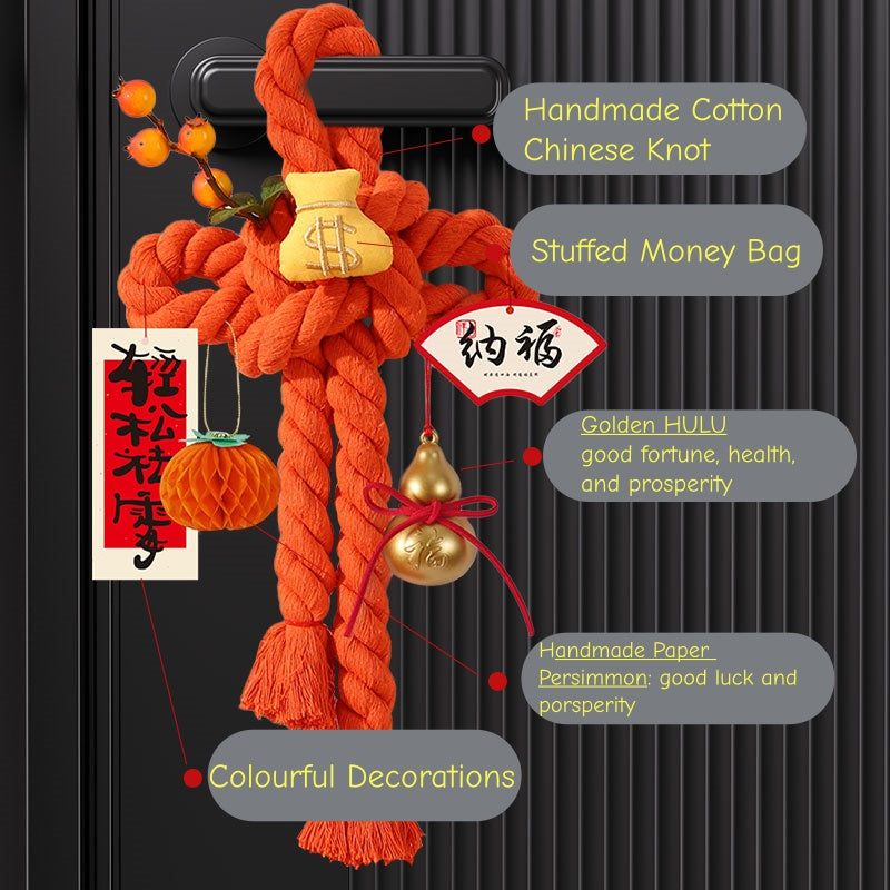 Lunar New Year Chinese Knot- ORANGE 20x30cm, Handmade Wall Ornaments - My Store