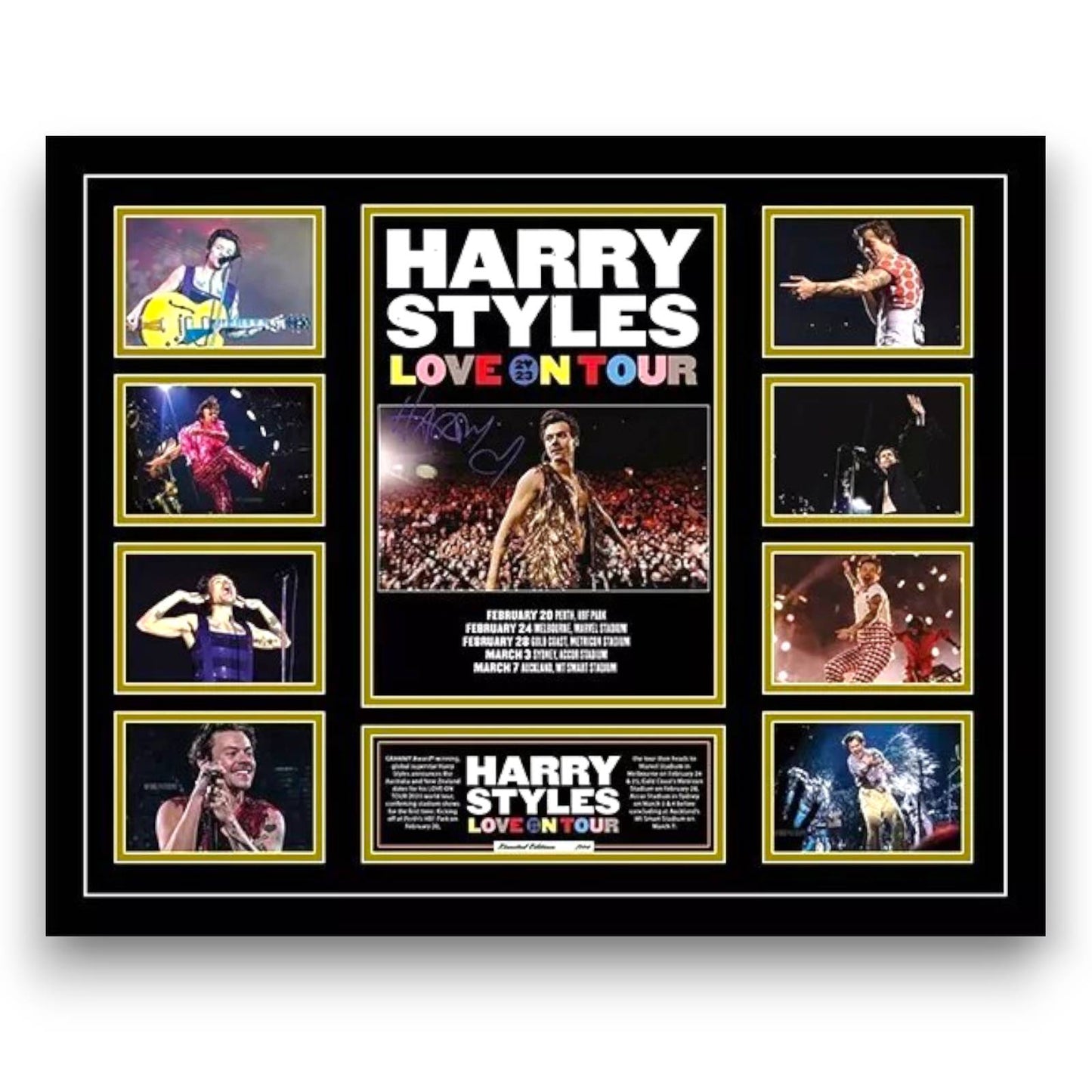 HARRY STYLES LOVE ON TOUR 2023 AUSTRALIA Signed Limited Edition Photo Memorabilia Wooden Frame