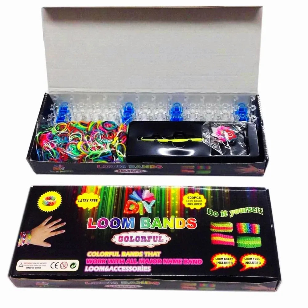 Loom Kit Band Rainbow Bracelet Making Weaving Kit With 600 Rubber Bands Toy - My Store