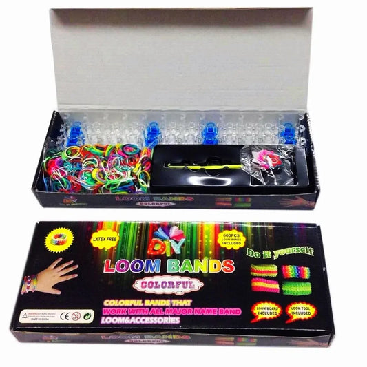 Loom Kit Band Rainbow Bracelet Making Weaving Kit With 600 Rubber Bands Toy - My Store