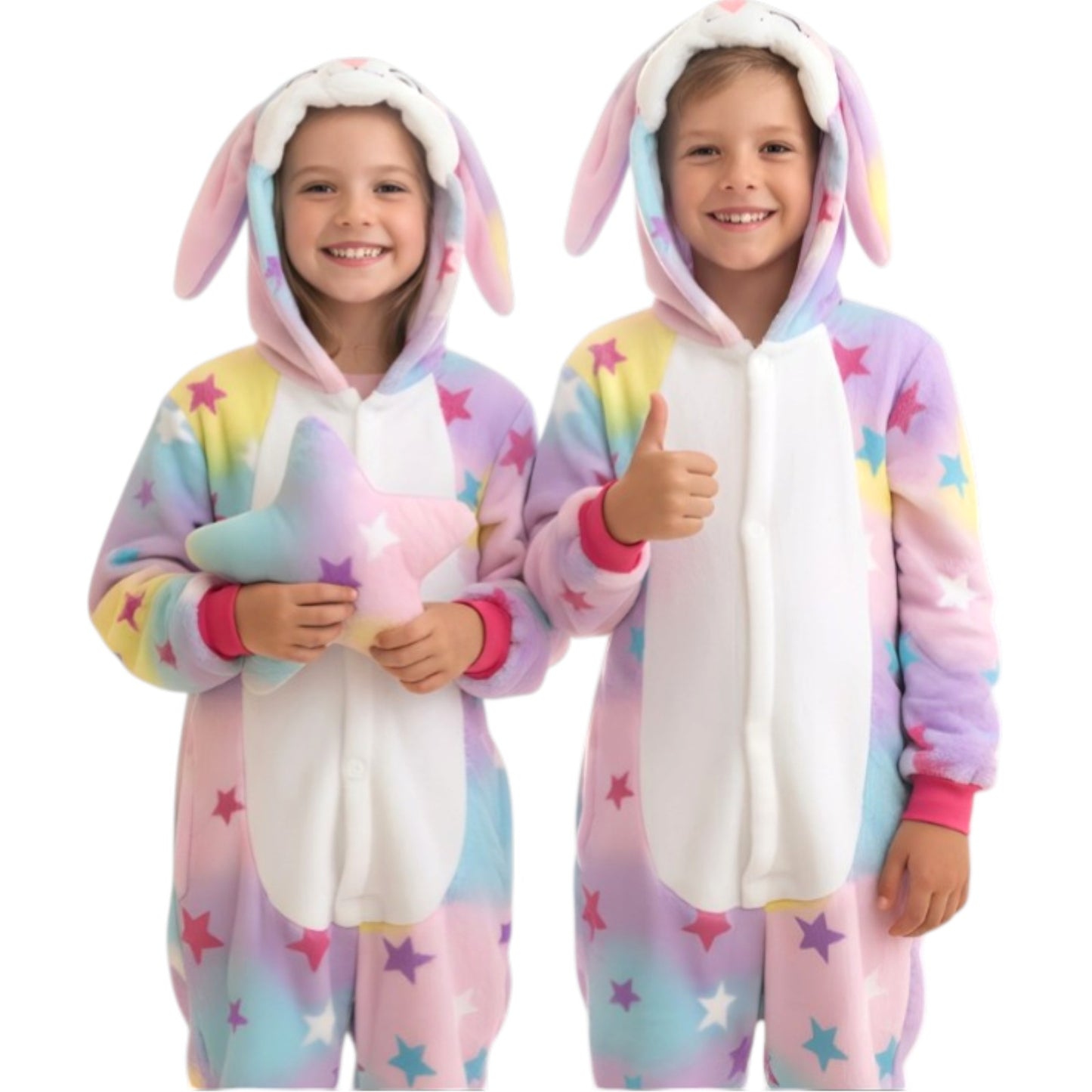 Rainbow One Piece Kigurumi Kid Cosplay Animal Pajamas Animals Bunny - My Store