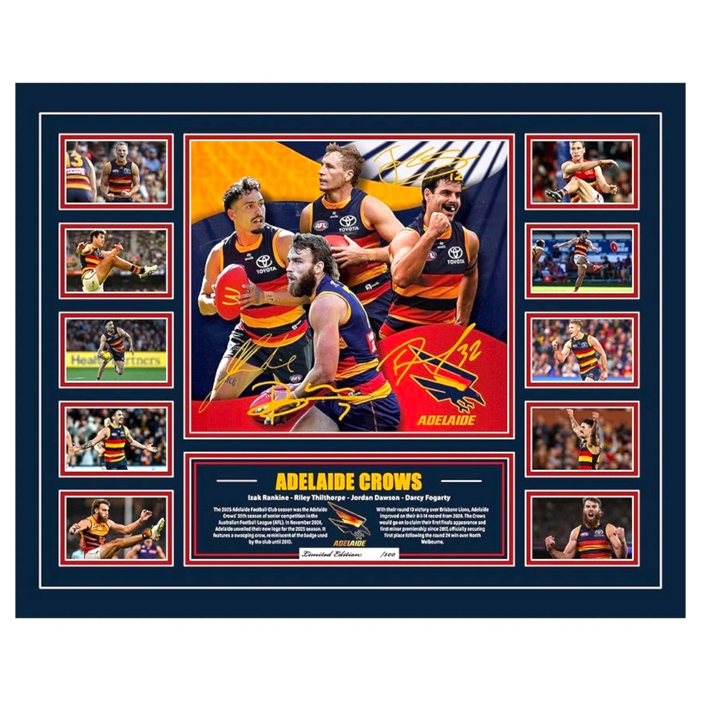 Adelaide 2025 Rankine Tilthorpe Dawson Fogarty Signed Limited Photo Memorabilia Frame - My Store