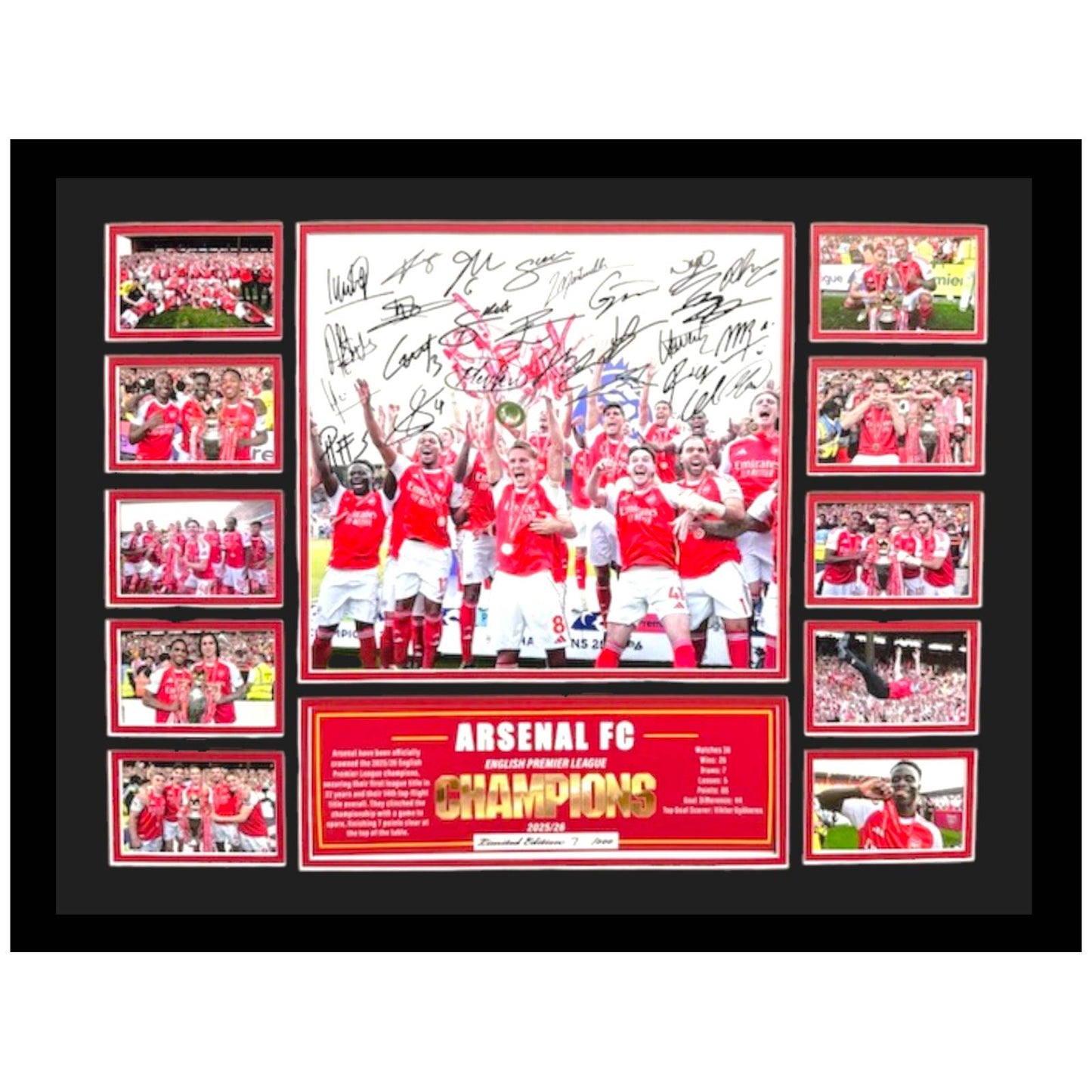 ARSENAL FC EPL CHAMPIONS Signed Limited Photo Memorabilia Frame - Homeware Hobbies