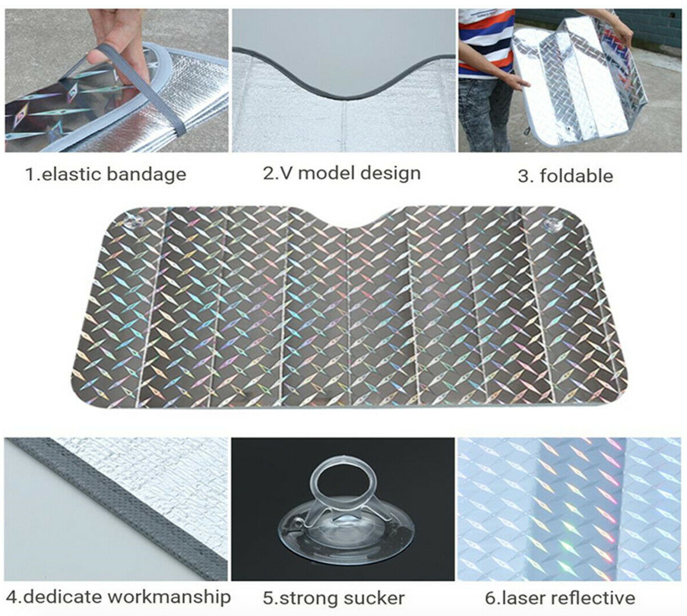 140cm Reflective Universal Car Windscreen Sun Shade Windshield Foldable Window UV - Homeware Discounts