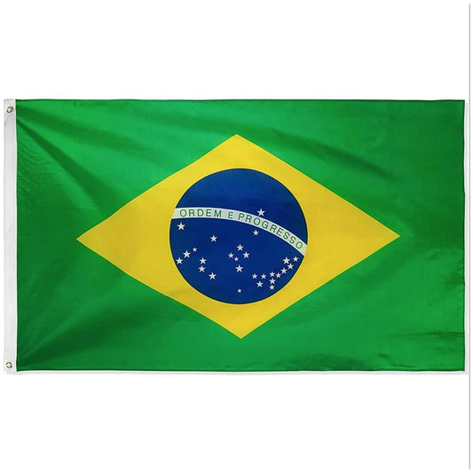 2-PACK Large Brazilian Brazil Flag 90cm x 150cm - 3ft x 5ft - Homeware Discounts