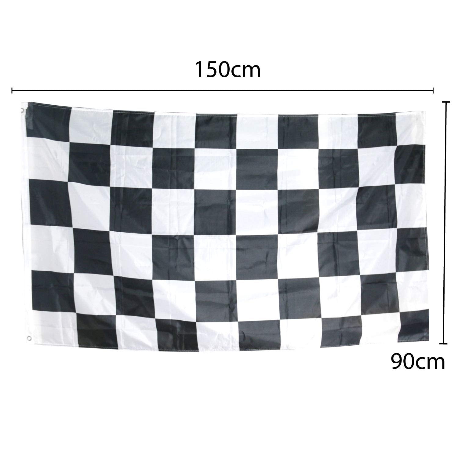 Large Checkered Racing Car Flag Black White Heavy Duty 90 X 150 CM - 3ft x 5ft - Homeware Discounts