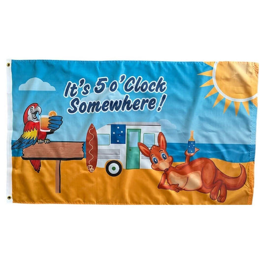 2-PACK Large Its 5 O'Clock Somewhere Australian Flag Heavy Duty Outdoor 90 X 150 CM - 3ft x 5ft - Homeware Discounts
