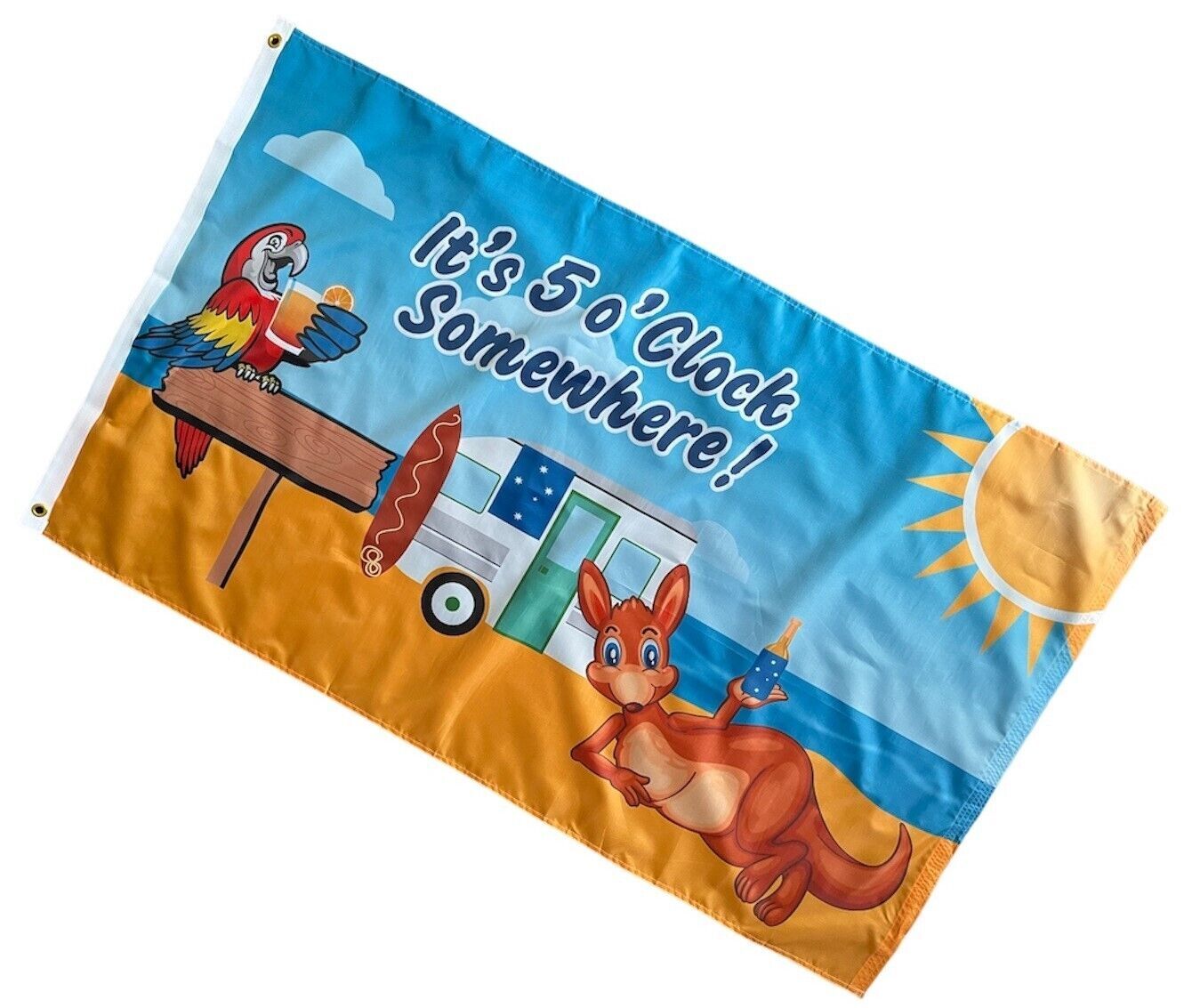 Large Its 5 O'Clock Somewhere Australian Flag Heavy Duty Outdoor 90 X 150 CM - 3ft x 5ft - Homeware Discounts