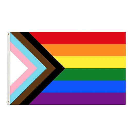 Large Progressive Pride Rainbow Flag Heavy Duty Outdoor Gay Lesbian LGBTQ 90 X 150 CM - 3ft x 5ft - Homeware Discounts