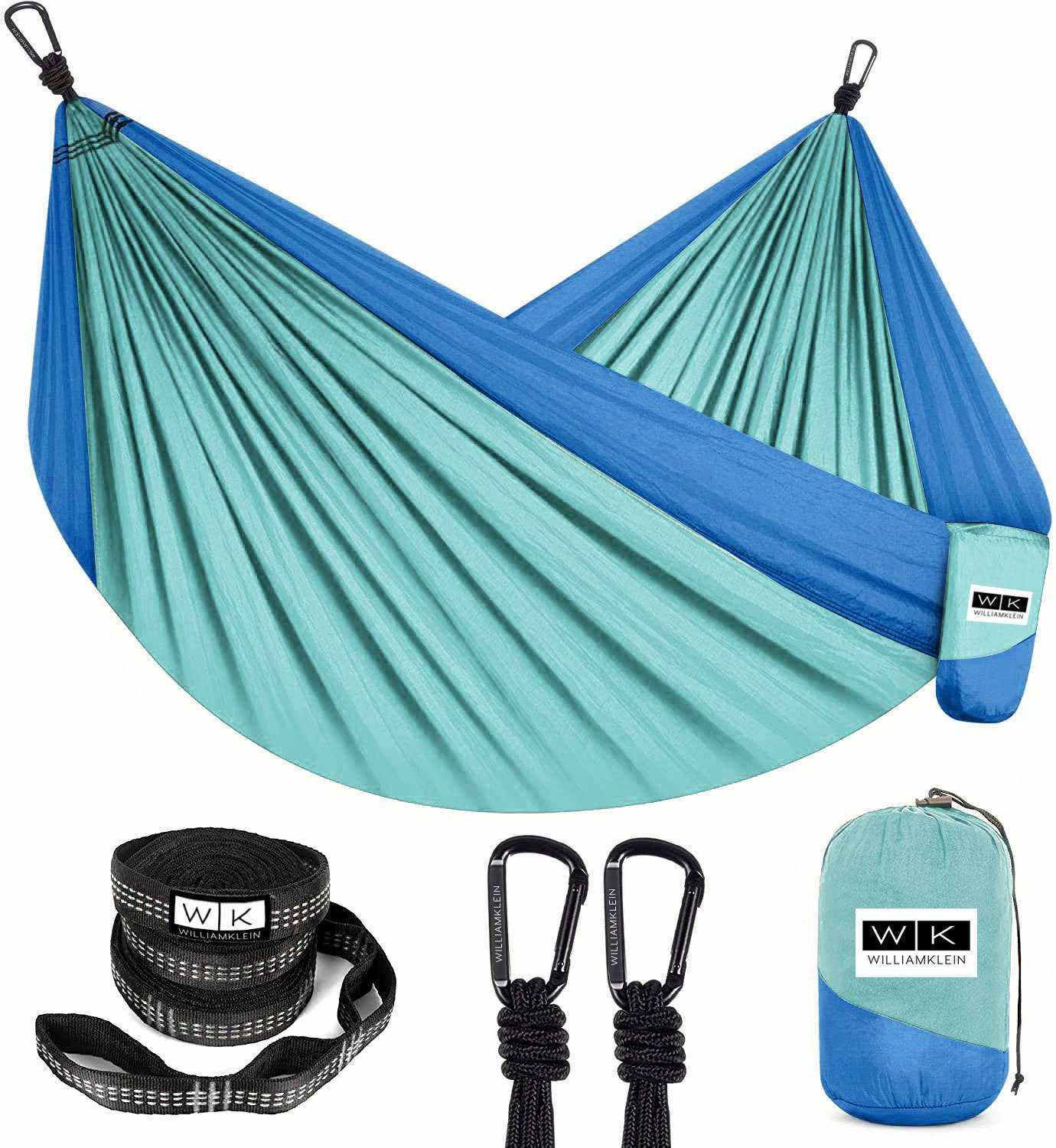 Camping Hammock, Portable Lightweight Parachute 210T Nylon Hammock with Straps, Storage Bag and Hooks, 270 x 140 cm Camping Hammock Kit for Camping, Travel, Beach, Garden - Homeware Discounts