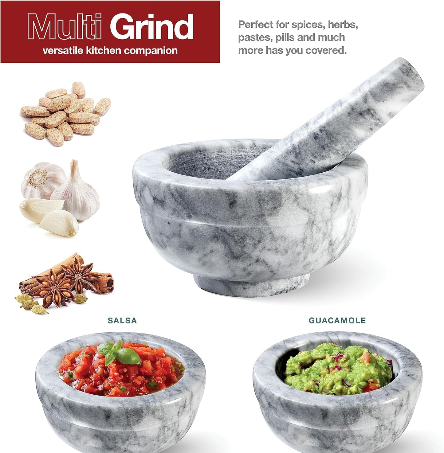 Small Heavy Duty Solid Granite Mortar & Pestle Set Unpolished Spice Grinder Grinding Bowl - My Store