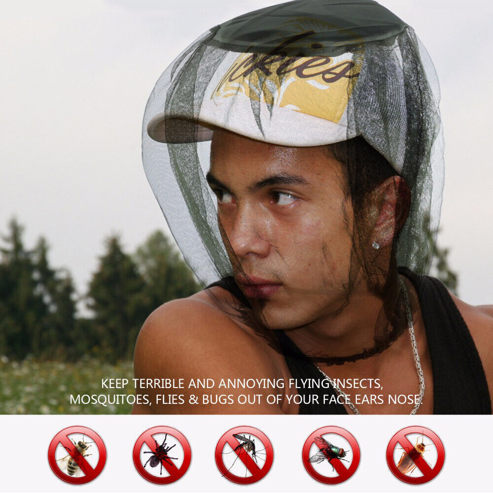Mosquito Fly Head Net Headnet Camping Hiking Gardening Fruit Farm Job Camp - Homeware Discounts