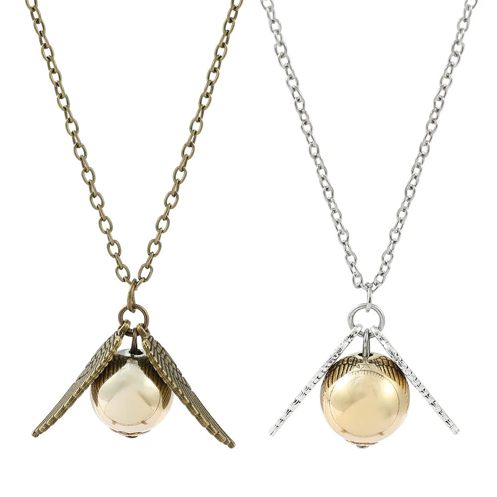 Harry Potter Golden Snitch Necklace Pendant Quidditch Match Wings Gold & Silver Key chains - Homeware Discounts