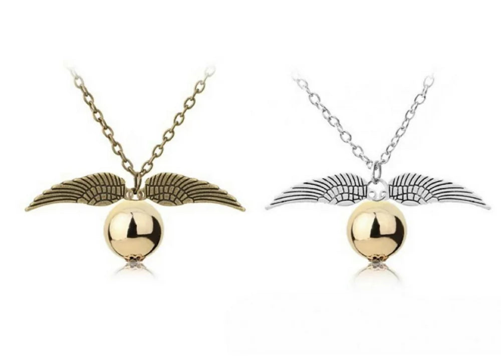 Harry Potter Golden Snitch Necklace Pendant Quidditch Match Wings Gold & Silver Key chains - Homeware Discounts