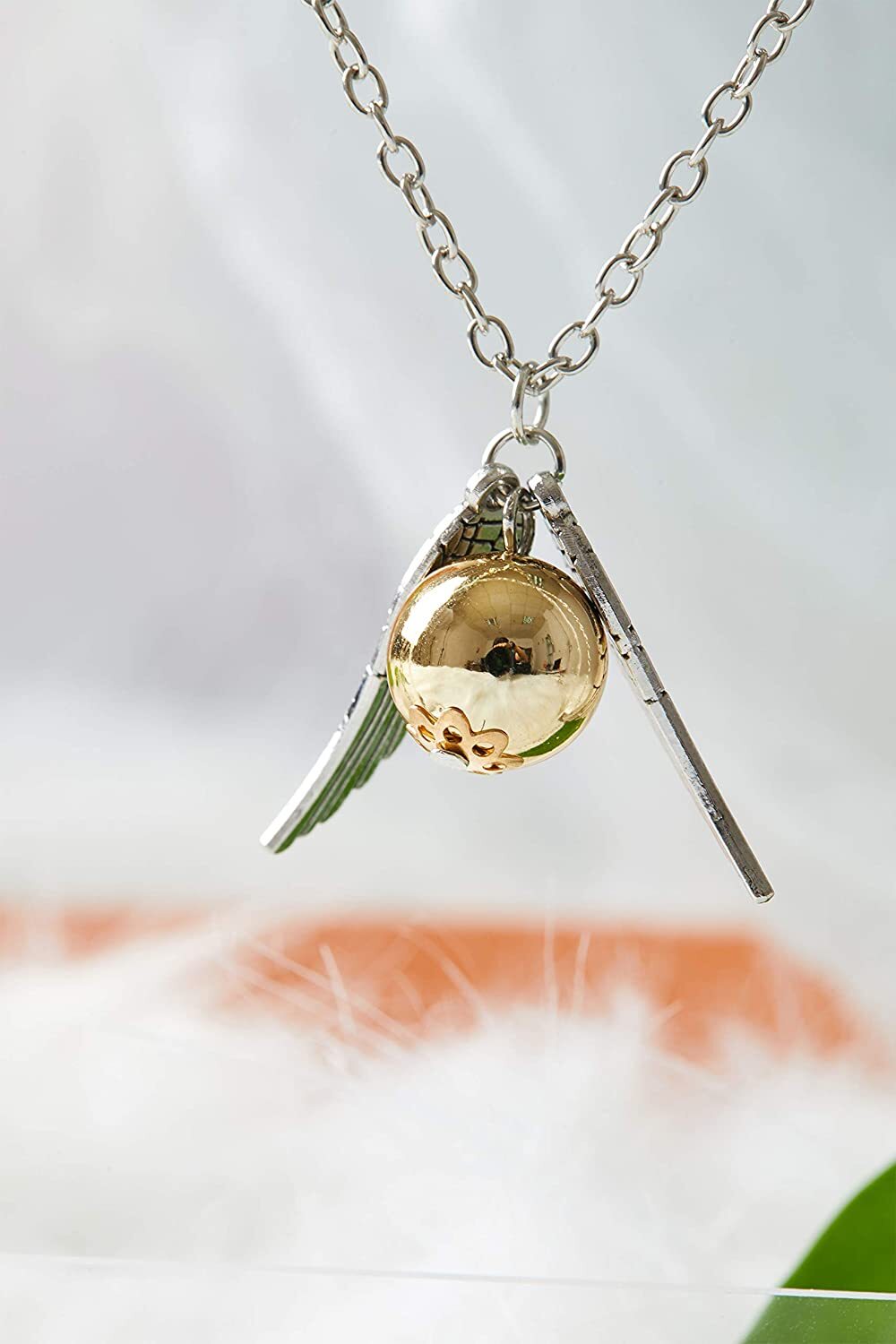 Harry Potter Golden Snitch Necklace Pendant Quidditch Match Wings Gold & Silver Key chains - Homeware Discounts