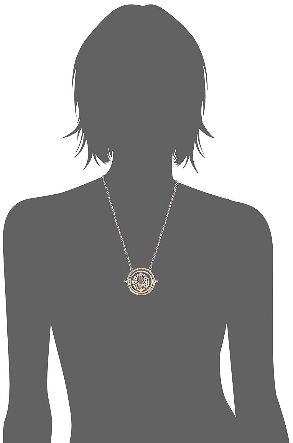 Harry Potter Gold Tone 3D Hourglass Necklace Pendant Time Turner Hermione Pendant Necklace Hermione Granger Rotating Spins - Homeware Discounts