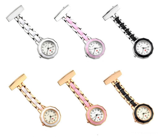 Silver Twist Metal Nurse Watch Brooch Pin Tunic Fob Nursing Nurses Pendant Pocket Watch Glow in Dark - Homeware Discounts