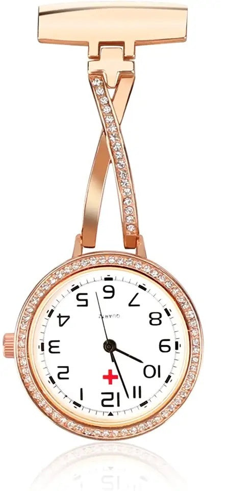 Silver Twist Metal Nurse Watch Brooch Pin Tunic Fob Nursing Nurses Pendant Pocket Watch Glow in Dark - Homeware Discounts