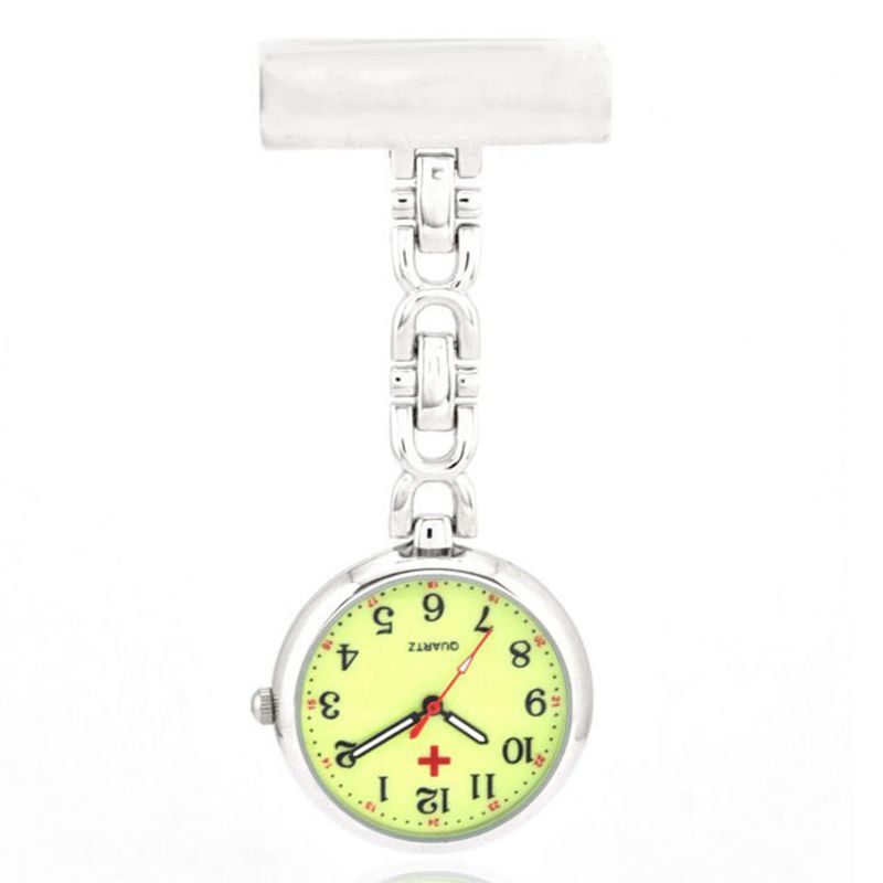 Silver Twist Metal Nurse Watch Brooch Pin Tunic Fob Nursing Nurses Pendant Pocket Watch Glow in Dark - Homeware Discounts