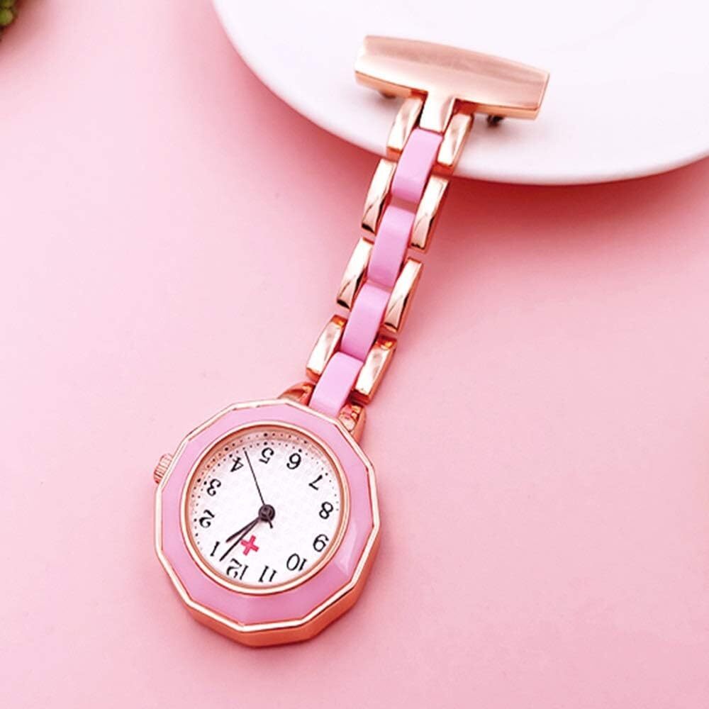 Silver Twist Metal Nurse Watch Brooch Pin Tunic Fob Nursing Nurses Pendant Pocket Watch Glow in Dark - Homeware Discounts