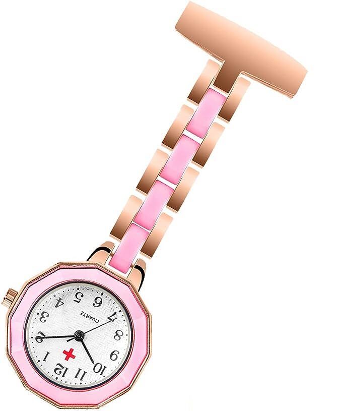 Silver Twist Metal Nurse Watch Brooch Pin Tunic Fob Nursing Nurses Pendant Pocket Watch Glow in Dark - Homeware Discounts