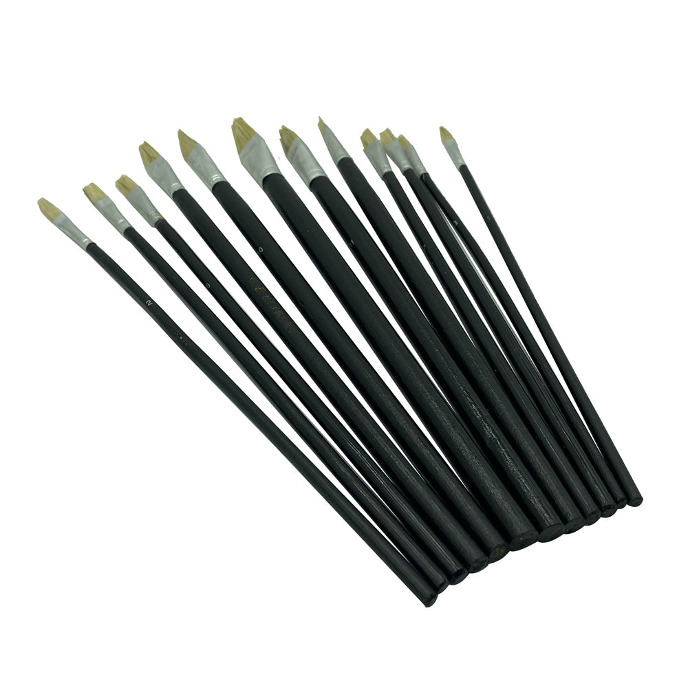 Wooden Artist Paintbrush Set Paint Brushes Art for Acrylic Oil Water Colour 12pc - Homeware Discounts