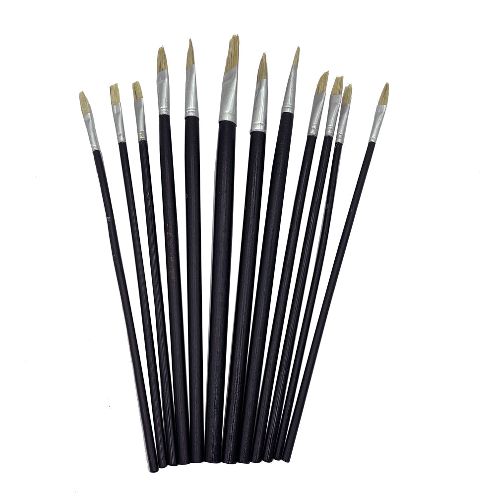 Wooden Artist Paintbrush Set Paint Brushes Art for Acrylic Oil Water Colour 12pc - Homeware Discounts