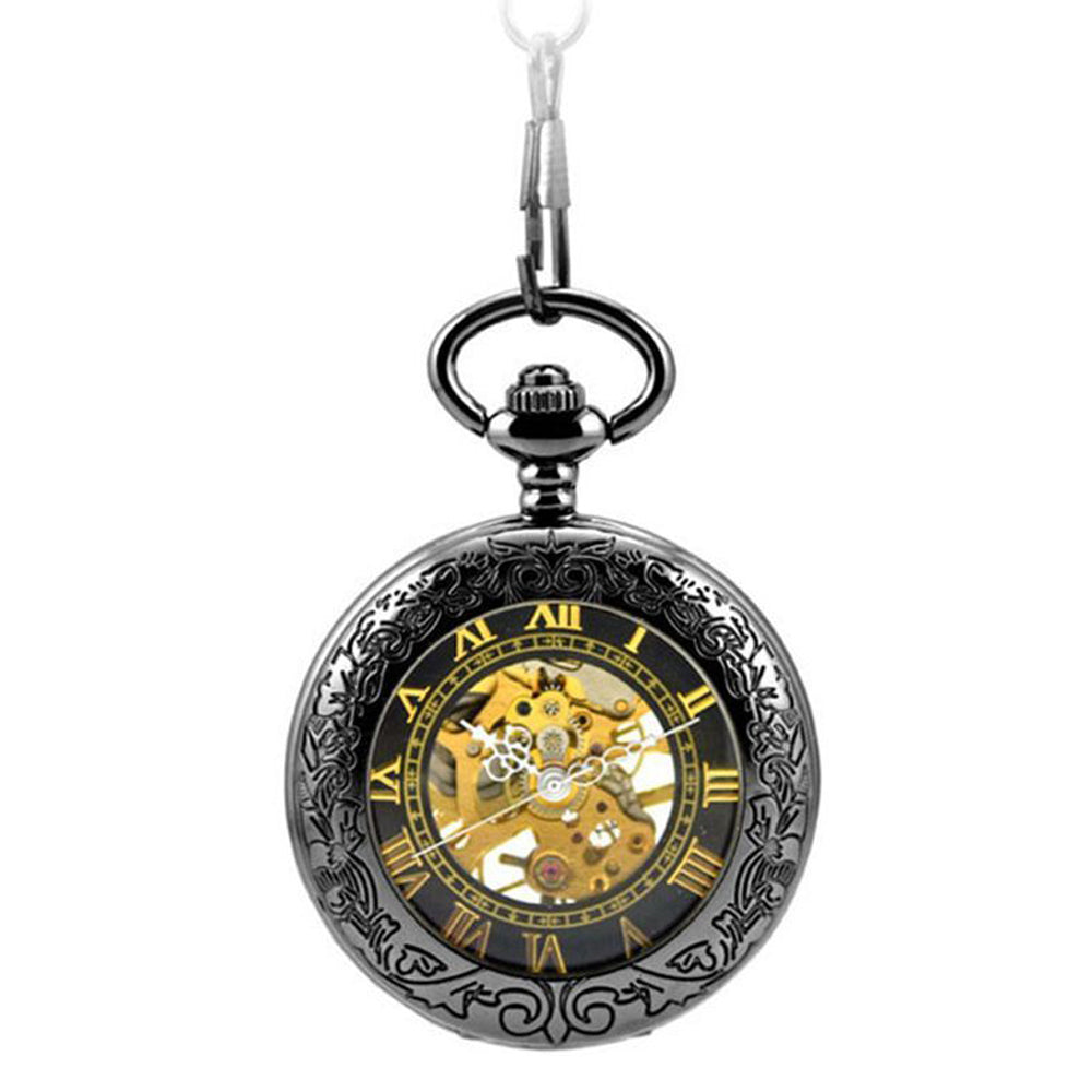 Vintage Pocket Watch Mechanical Pocket Watch Steampunk Smooth Roman Numerals Fob Watches - Homeware Discounts