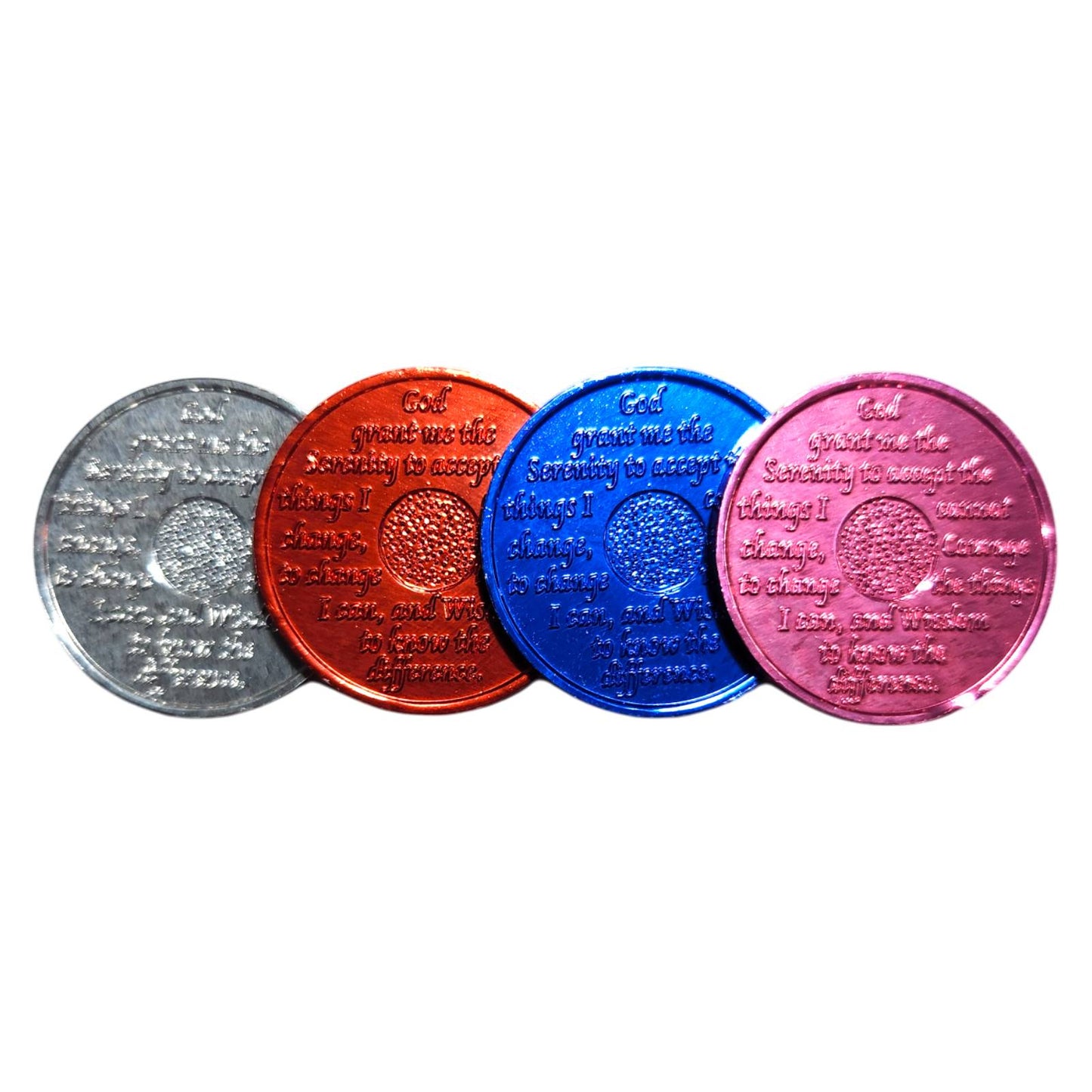 Aluminum Sobriety Chips 24 Hours Months 1, 6, 7 Months Alcoholics Anonymous Medallion Chip - Homeware Discounts