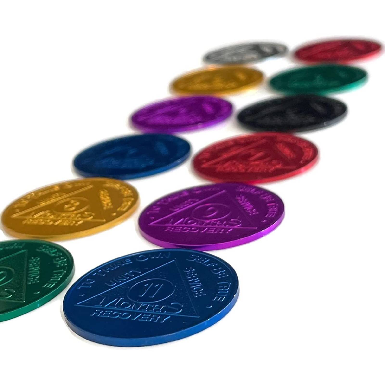 Aluminum Sobriety Chips 24 Hours Months 1, 6, 7 Months Alcoholics Anonymous Medallion Chip - Homeware Discounts