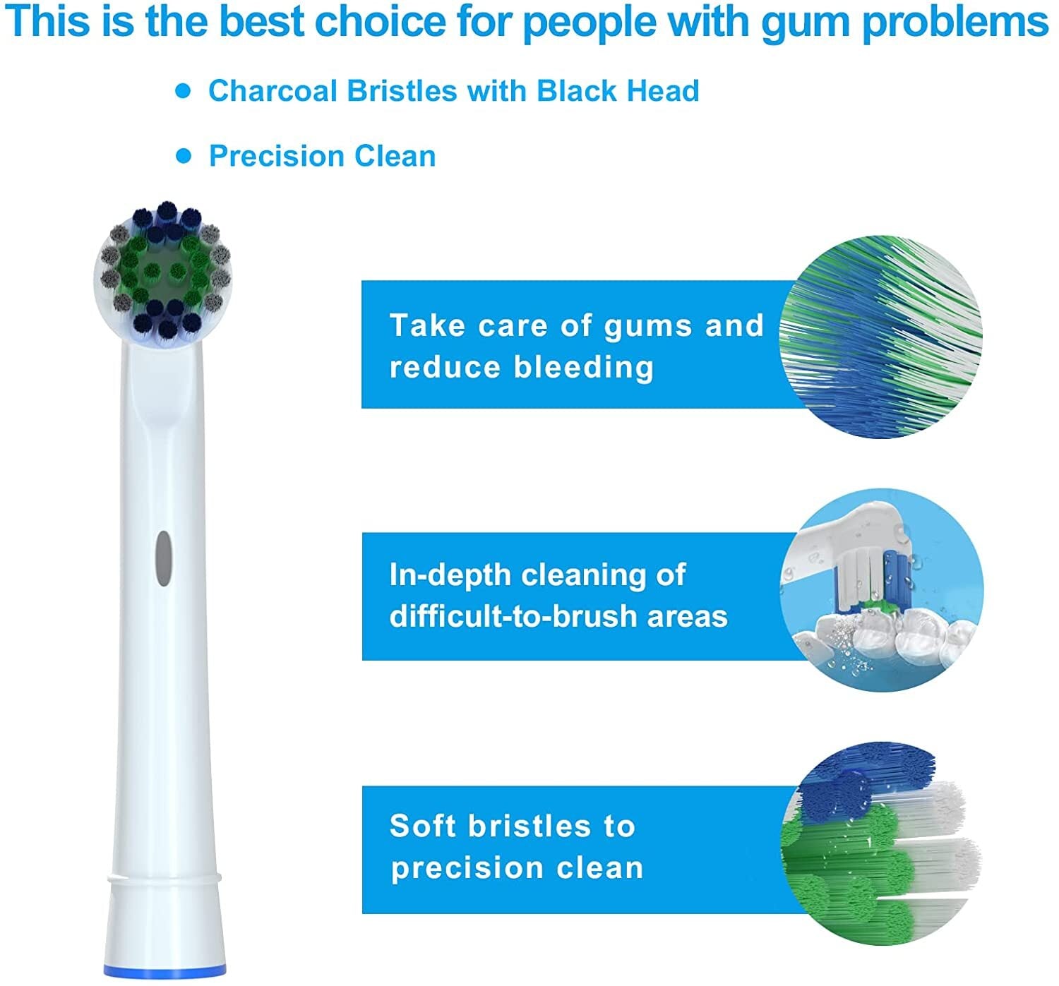 Replacement Toothbrush Heads 4 Pack for Oral B Electric Toothbrushes Precision Clean Oralb Braun Pro 1000 Sonic Clean Soft Sensitive Precision - Homeware Discounts