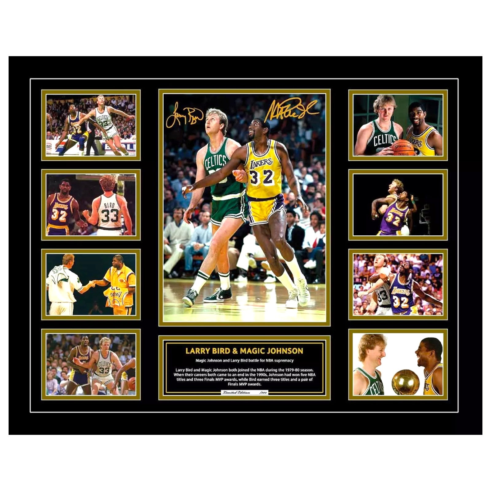 Larry Bird Magic Johnson Signed Limited Photo Memorabilia Frame - My Store