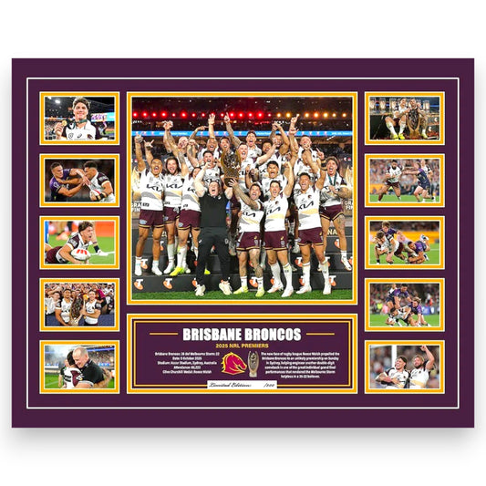 Brisbane Broncos 2025 NRL Premiers Signed Limited Photo Memorabilia Frame - My Store