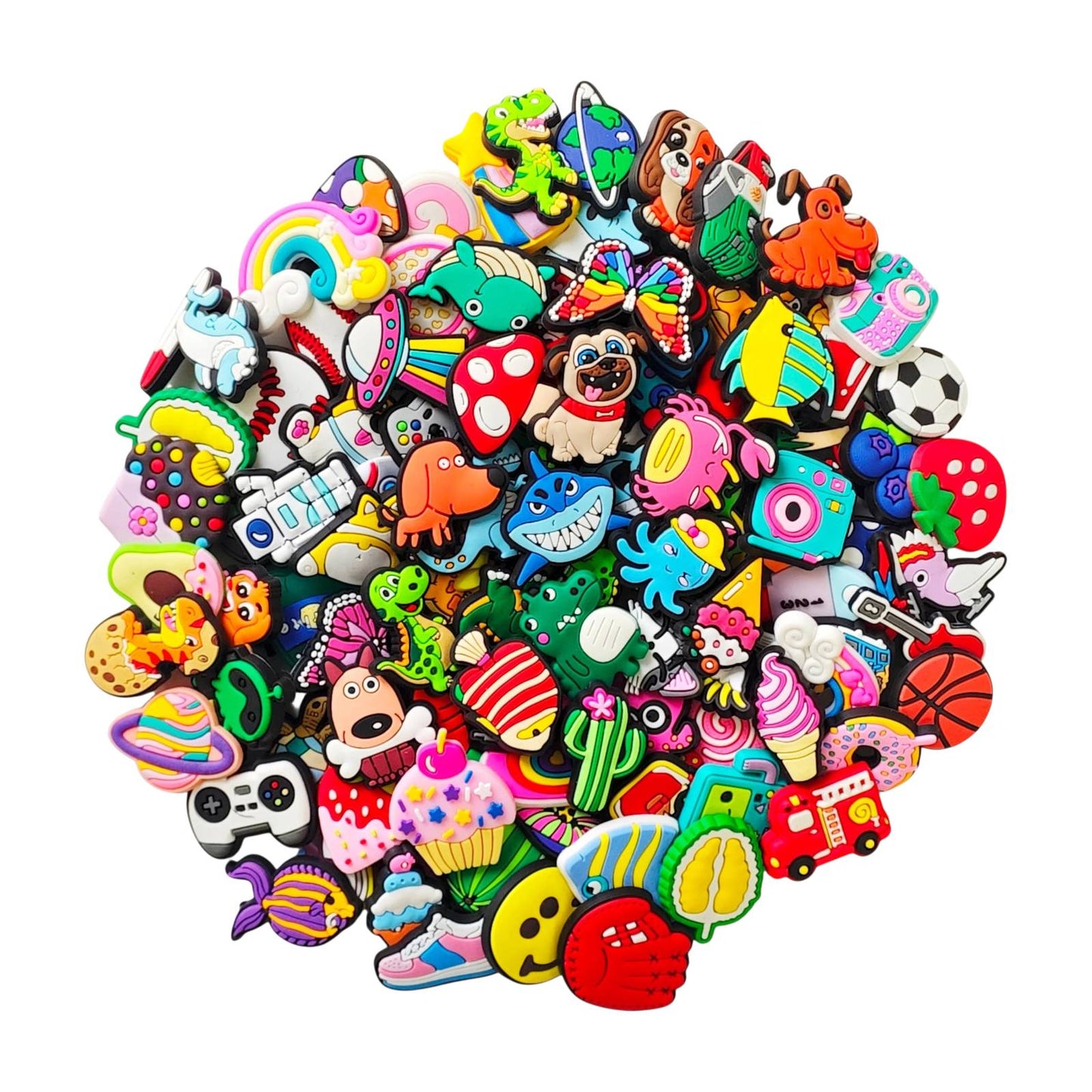300PC Mixed Assorted Random Cartoon Cute PVC Shoe Charms Decor For Croc Clogs