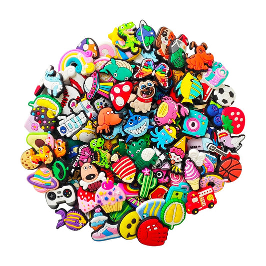 300PC Mixed Assorted Random Cartoon Cute PVC Shoe Charms Decor For Croc Clogs