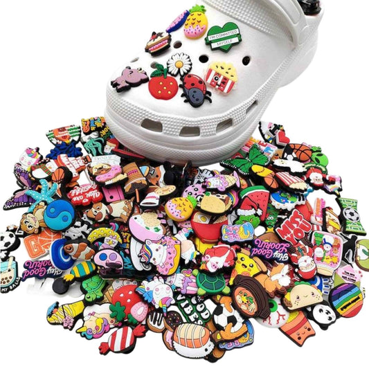 100PC Mixed Assorted Random Cartoon Cute PVC Shoe Charms Decor For Croc Clogs