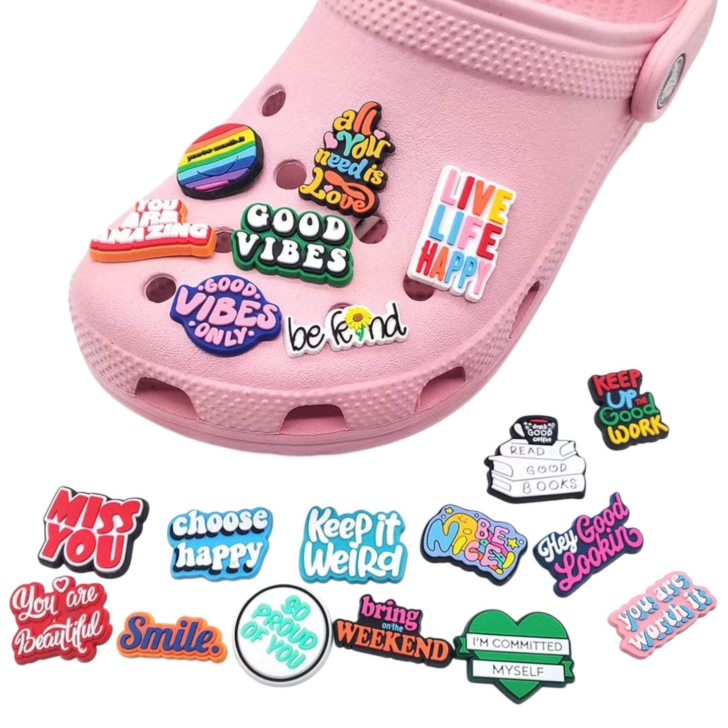 300PC Mixed Assorted Random Cartoon Cute PVC Shoe Charms Decor For Croc Clogs