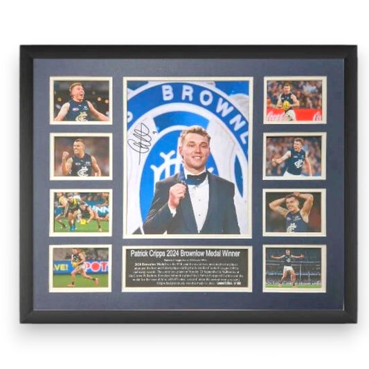2024 Brownlow Patrick Cripps Carlton Blues 56CM x 46CM Wooden Frame MEMORABILIA - My Store