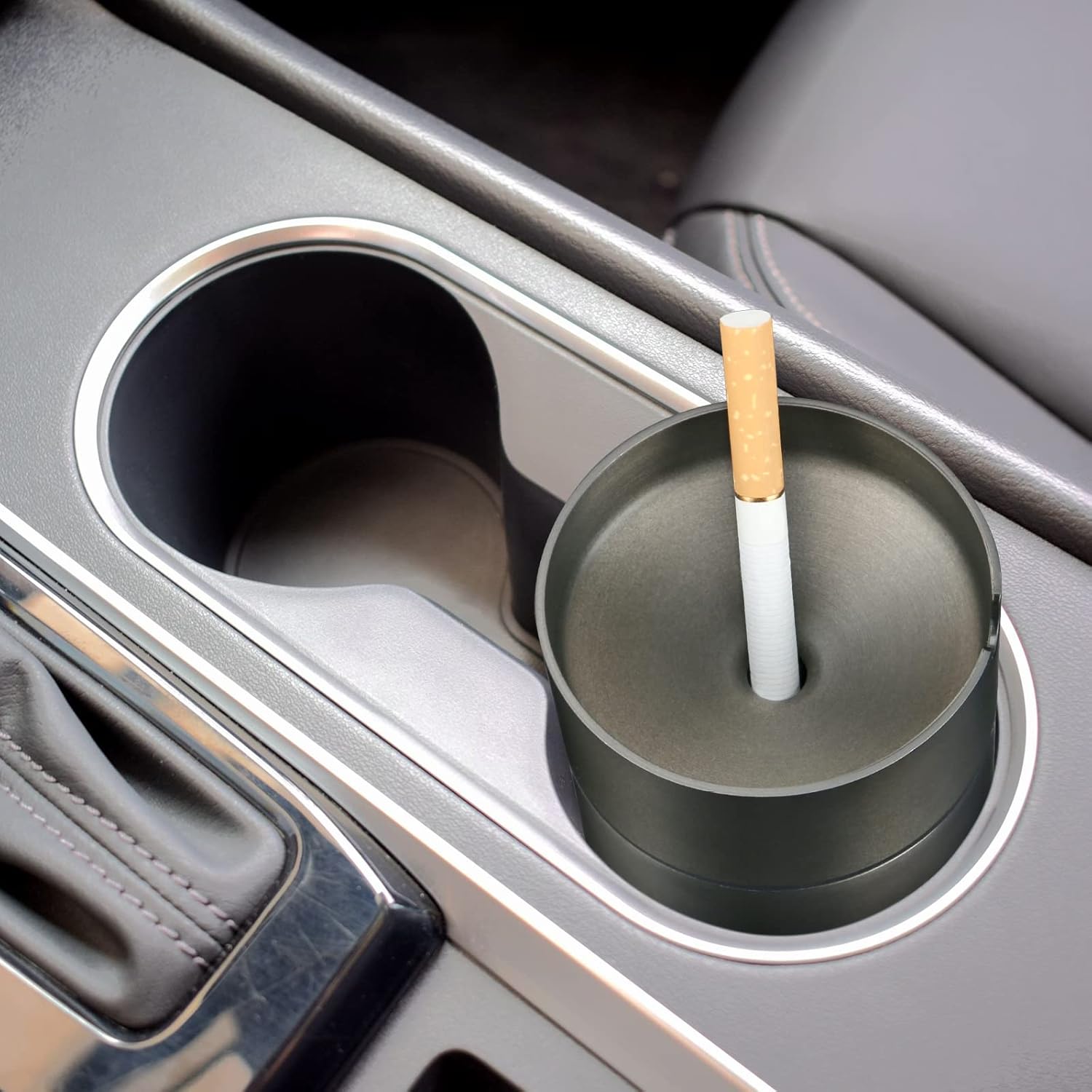 Car Ashtray Metal Can Lid Windproof Smokeless Stainless Steel Ash Tray Butt Bucket - My Store