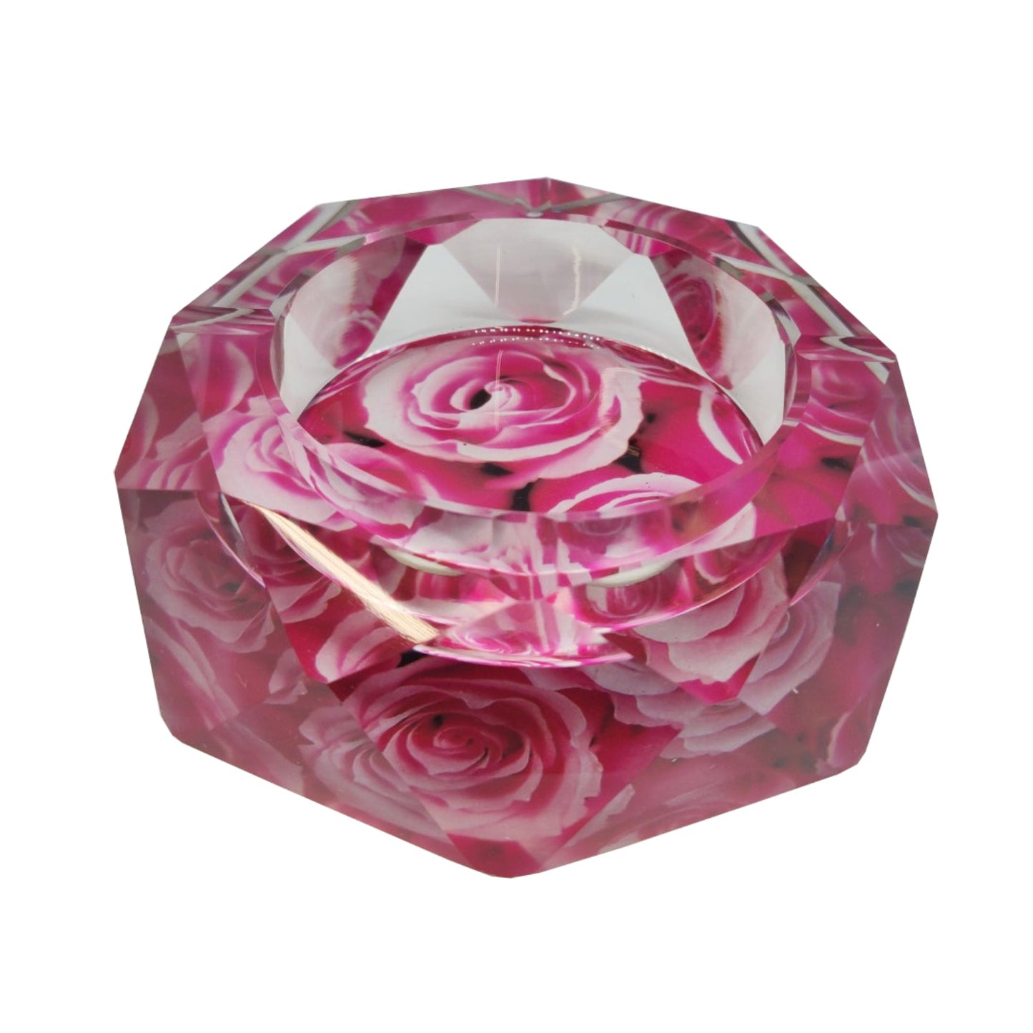 Round Glass Ash Tray Glass Ashtray Rose Round Crystal - Homeware Discounts